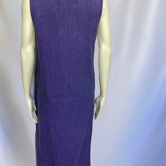 Eileen Fisher Sleeveless Purple/Blue Irish Linen Long Dress - Picture 5 of 7